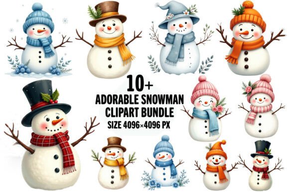Adorable Snowman Clipart Bundle: Winter Illustrations