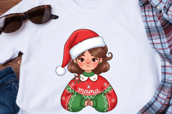 Cartoon Woman Wearing Santa Hat Illustrations
