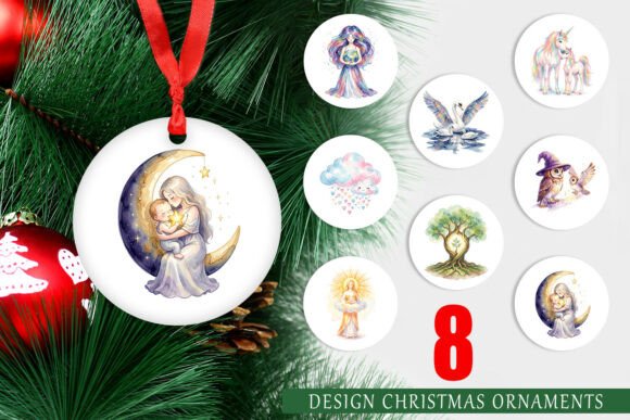 Celestial Mother Watercolor Ornament PNG: Illustrations