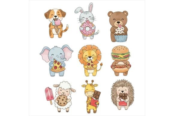 Cute Animals Eating Food Illustrations Review