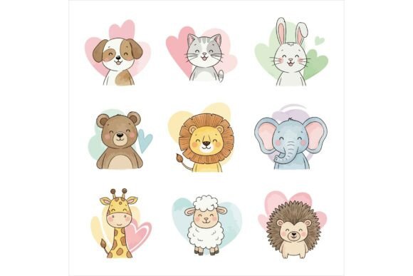 Cute Cartoon Animals Kids Book Cover Set: Illustrations Review