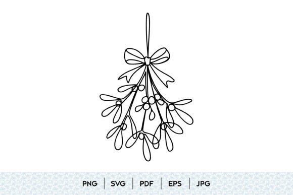 Mistletoe Branch Line Art SVG: Illustrations for Crafters