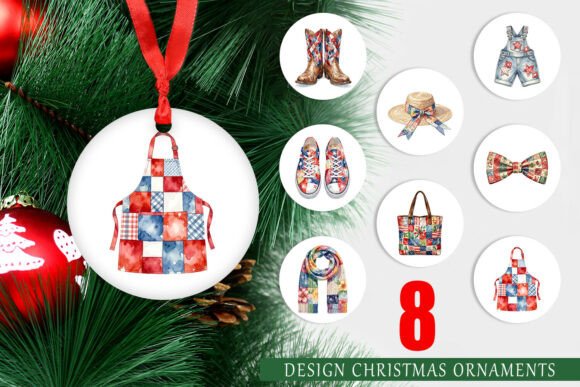 Patriotic Patchwork Ornament PNG: Illustrations for Branding