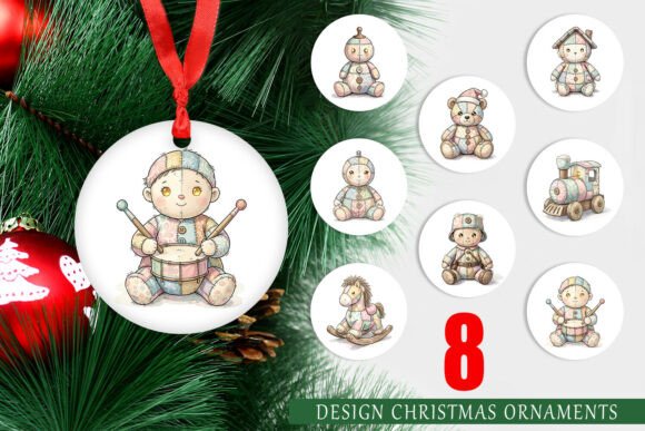 Review: Watercolor Patchwork Santa Ornament PNG for Illustrations