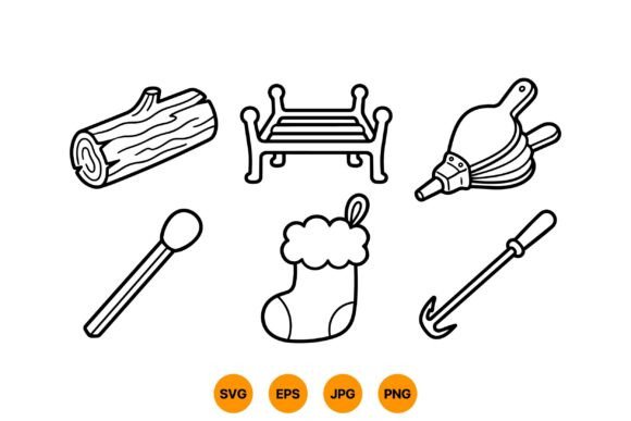Rustic Fireplace Clipart Set: Warm Illustrations