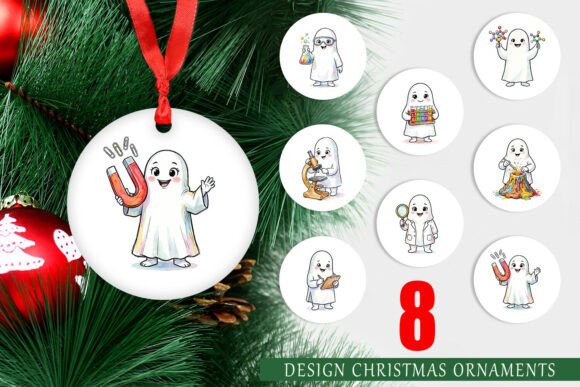 Science Ghost Ornament: Whimsical Illustrations for Branding