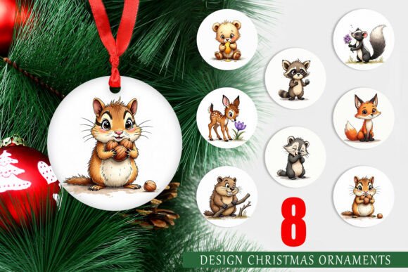 Scruffy Forest Friends Ornament: Whimsical Illustrations for Branding