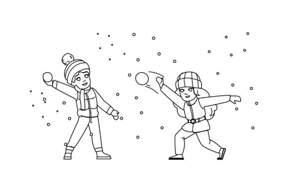 Snow Snowball Fight Kid Vector: Illustrations for Branding