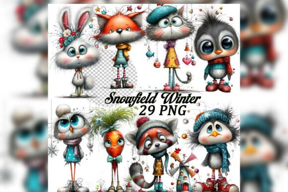 Snowfield Winter Clipart Set: Illustrations for Branding
