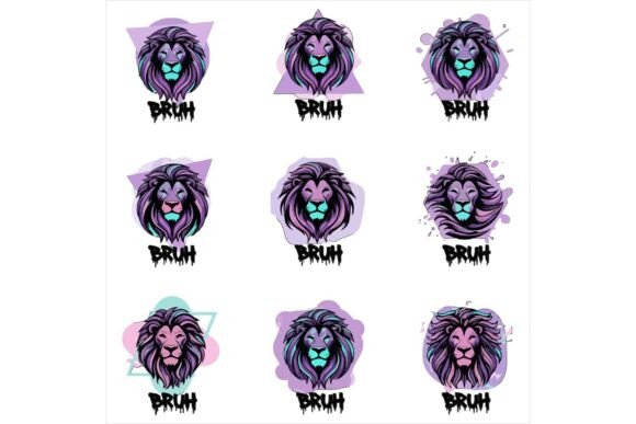 Vibrant Purple Lion Head Logos Bundle Review