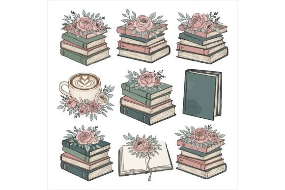 Vintage Book & Coffee Illustrations for Crafters