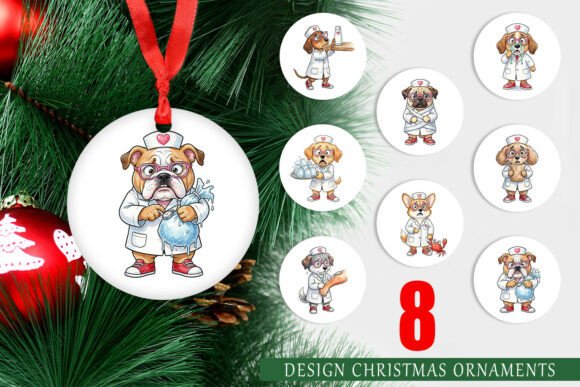 Watercolor Dog Nurse Ornament: Branding Illustrations