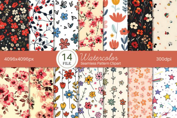 Watercolor Seamless Pattern Clipart for Illustrations