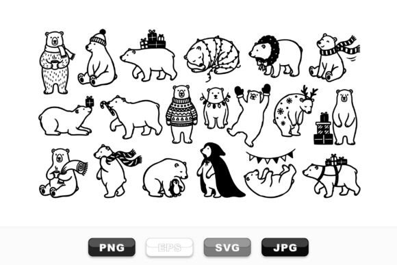 Winter Bear Holiday Clipart Set: Cozy Illustrations